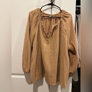 *NWOT* Women's Tan Gauze Blouse